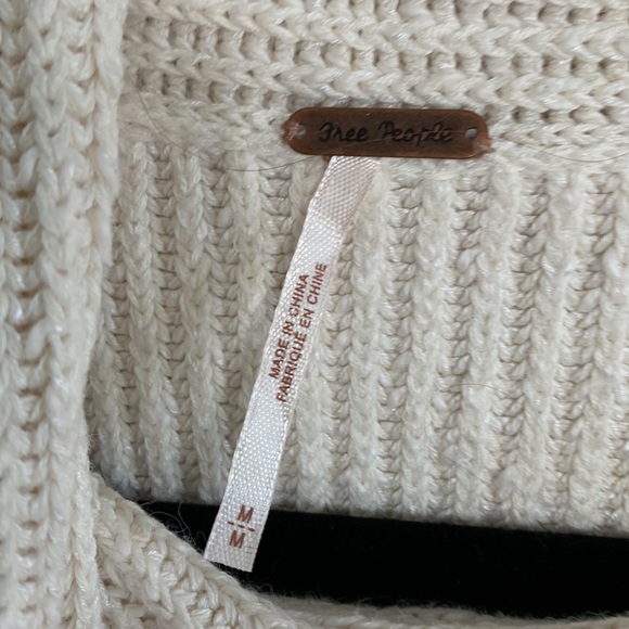 Free People On My Side Pullover Button Turtleneck Sweater Cream Size Medium - Picture 13 of 15